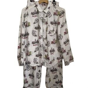 Victoria's Secret White Cityscape Pajama Set